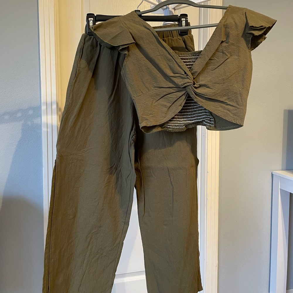 Olive Green Two Piece Outfit